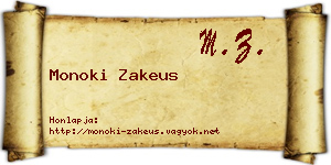 Monoki Zakeus névjegykártya